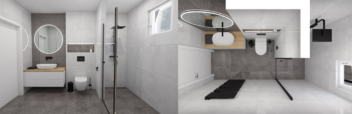 Grafický návrh koupelny zdarma - imitace kamene