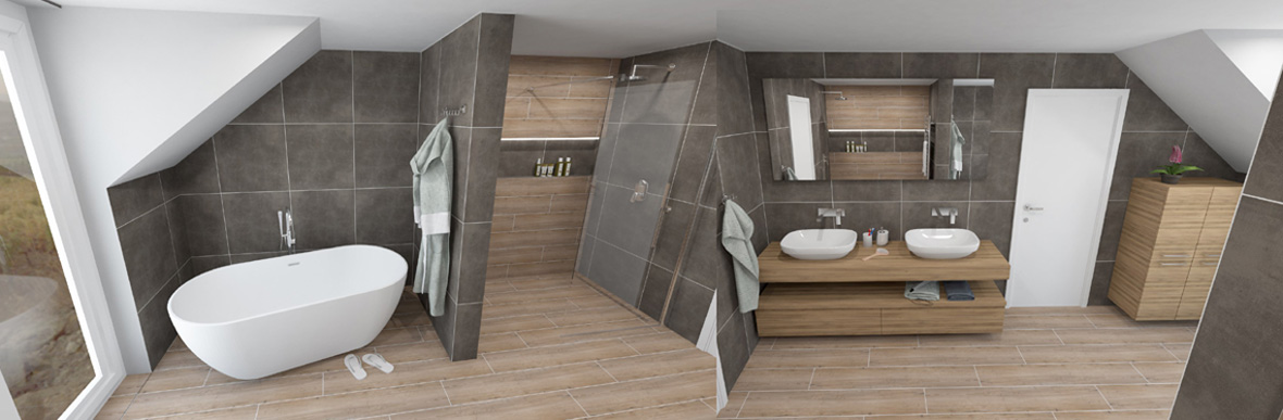 Grafický návrh koupelny zdarma - imitace dřeva