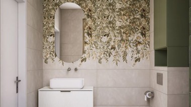 Keramické obklady imitace betonu s přírodním motivem Botany