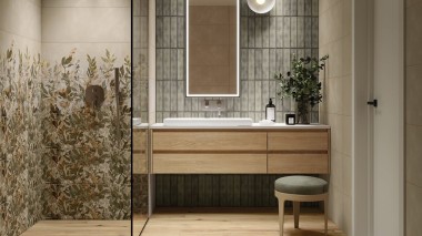 Keramické obklady imitace betonu s přírodním motivem Botany