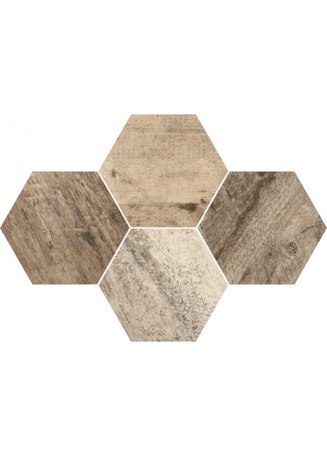 Dlažba Qubus Mosaic Hexagon Timber 40,8x28,3