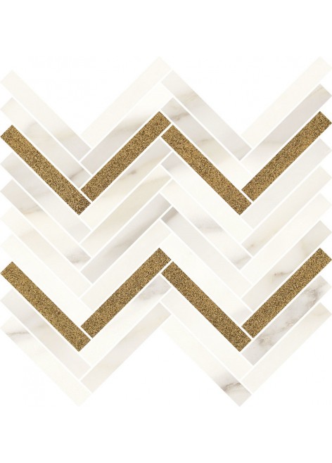 Obklad Calacatta Sparkle Gold Cut Mozaika 30,1x28,1