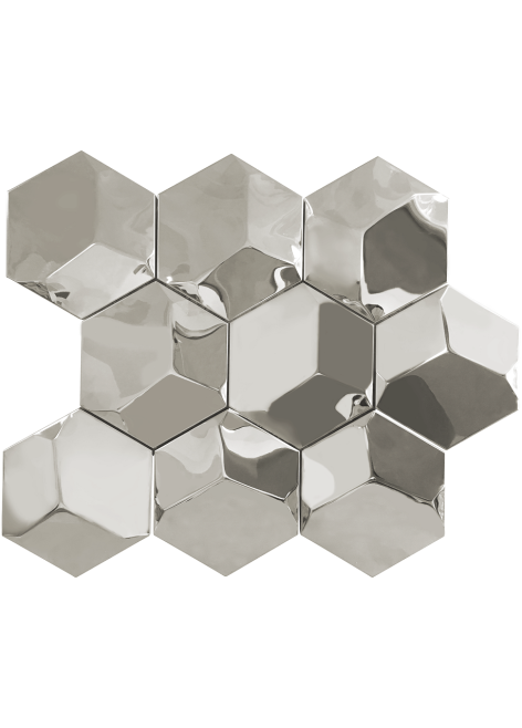 Dekor Hexagon 3D Inox Glossy Mosaic 31x25