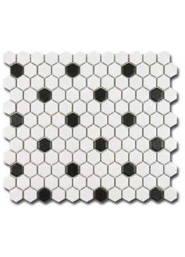 Mozaika keramická El Casa Hexagon Black And White Mat 26 x 30 cm