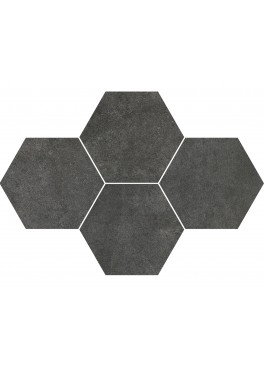 Dlažba Qubus Antracite Mosaic Hexagon 40,8x28,3